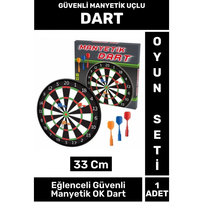 Özel Tasarım Genç Yetişkin Çocuk Oyun Eğlenceli Güvenli Manyetik Uçlu DART 33 Cm