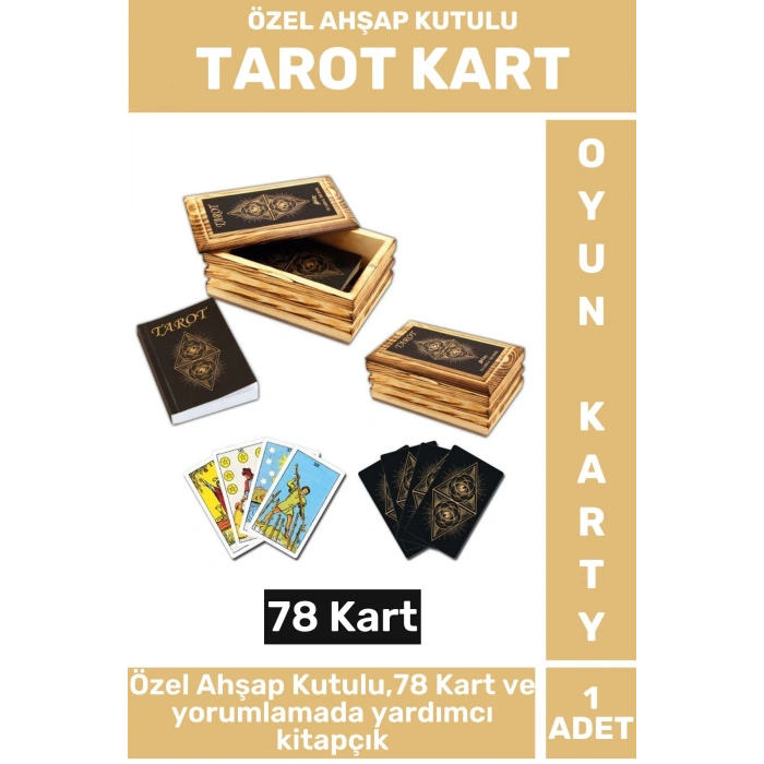 Premium Manevi Ruhsal Rehberlik Kader 78 Kartlı AHŞAP KUTULU Yorumlama Kitapçıklı TAROT KARTLARI
