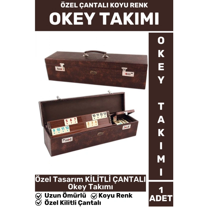 Elit Uzun Ömürlü Aile Ev Arkadaş Kahve Cafe Oyun Takımı KİLİTLİ ÇANTALI KOYU RENK 101 Okey Takımı