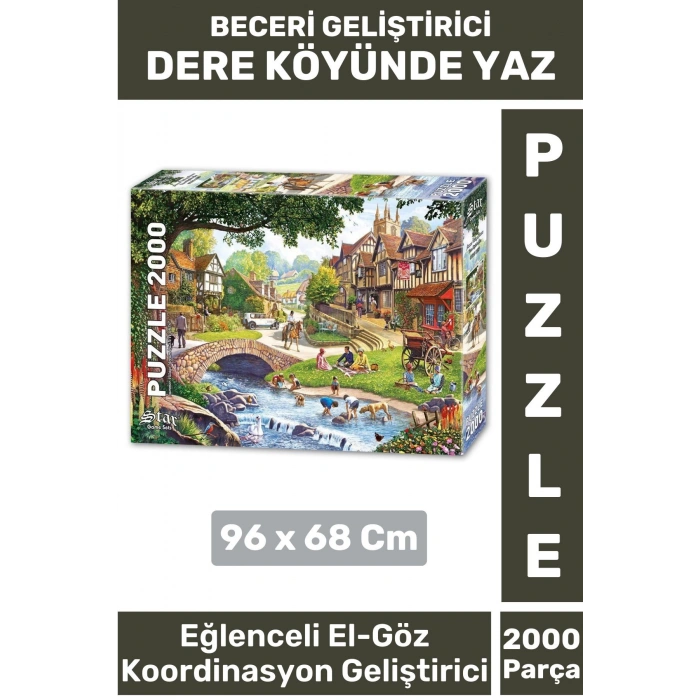 Premium Eğlenceli El Göz Koordinasyon Hafıza Beceri Geliştirici 2000 Parça PUZZLE DERE KÖYÜNDE YAZ