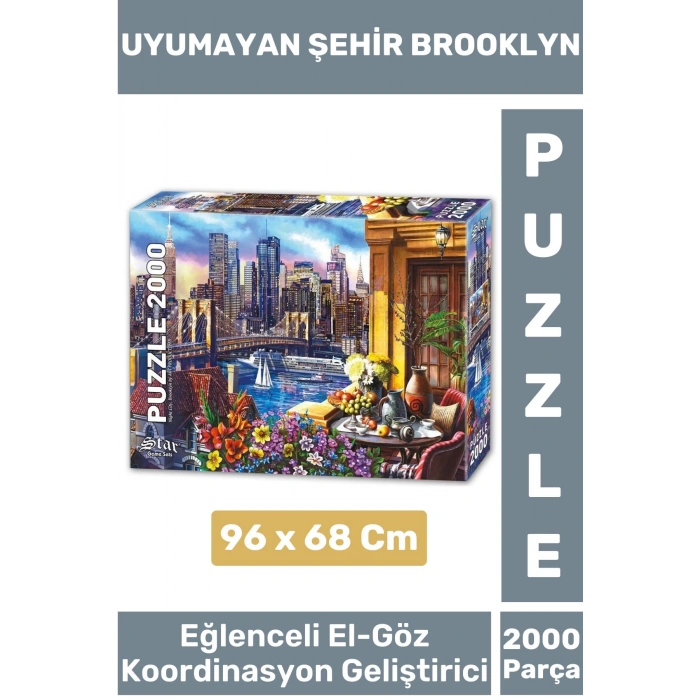 Eğlenceli El Göz Koordinasyon Hafıza Beceri Geliştirici 2000 Parça PUZZLE UYUMAYAN ŞEHİR BROOKLYN