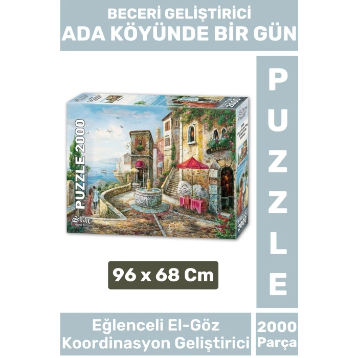Eğlenceli El Göz Koordinasyon Hafıza Beceri Geliştirici 2000 Parça PUZZLE ADA KÖYÜNDE BİR GÜN