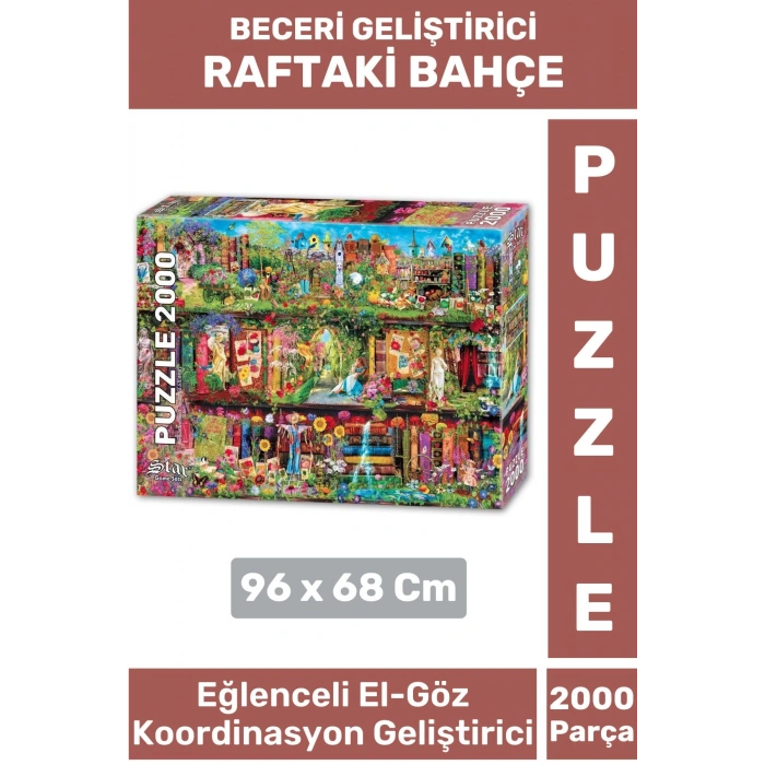 Premium Eğlenceli El Göz Koordinasyon Hafıza Beceri Geliştirici 2000 Parça PUZZLE RAFTAKİ BAHÇE
