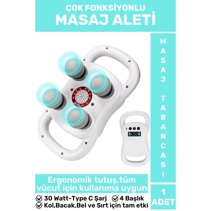 Ergonomik Kol Bacak Sırt Bel 4 Başlıklı Yoğunluk Ayarlamalı 20 Hız Seviyeli Type C Şarj Masaj Aleti
