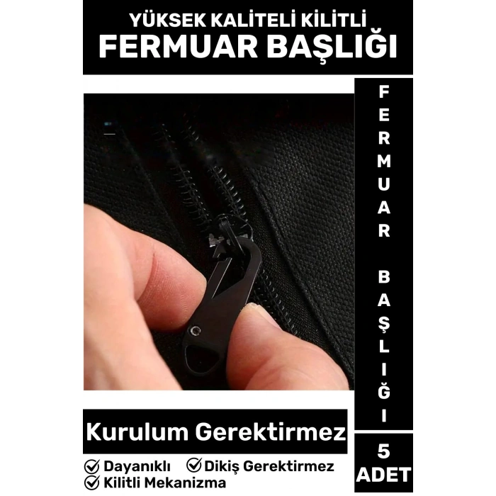 Premium Dikiş Kurulum Gerektirmez Ayakkabı Çanta Valiz Mont Fermuar Sürgüsü Başlığı 5 Adet
