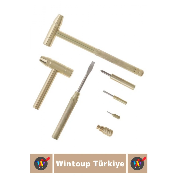 Premium Kompakt Hafif Pratik Tamirat Ev Banyo Bahçe 5 in 1 Çok Amaçlı Çekiç Tornavida Tamir Seti