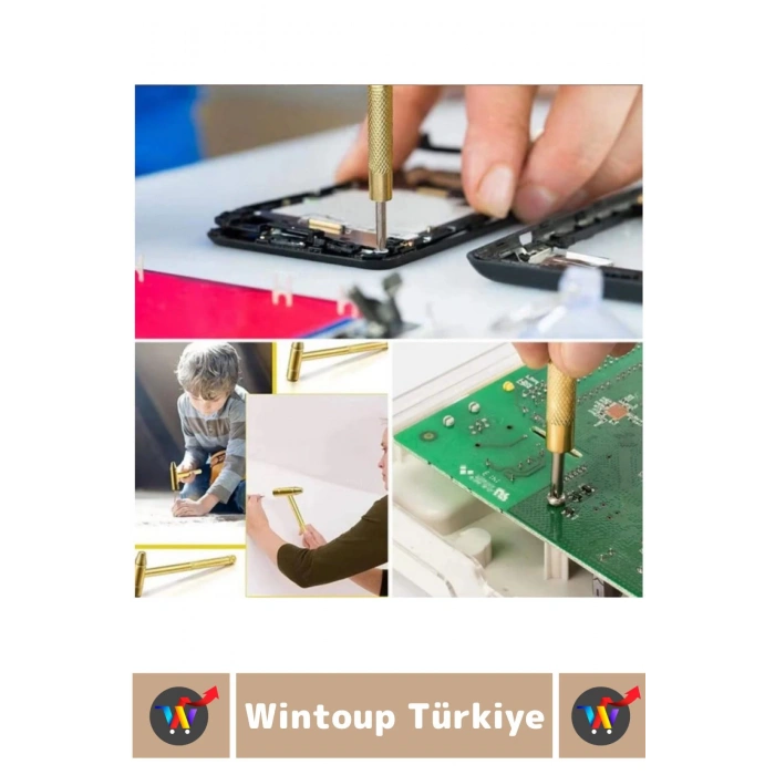 Premium Kompakt Hafif Pratik Tamirat Ev Banyo Bahçe 5 in 1 Çok Amaçlı Çekiç Tornavida Tamir Seti