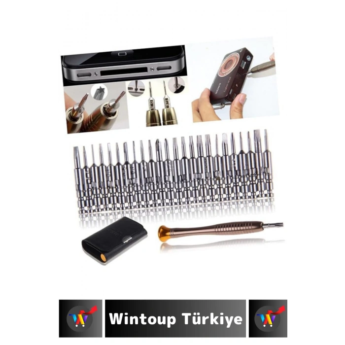 Premium Kompakt Cep Boy 1 Tornavida Kalemi 24 Uç Elektronik Tamirat Cüzdanlı Mini Tornavida Seti