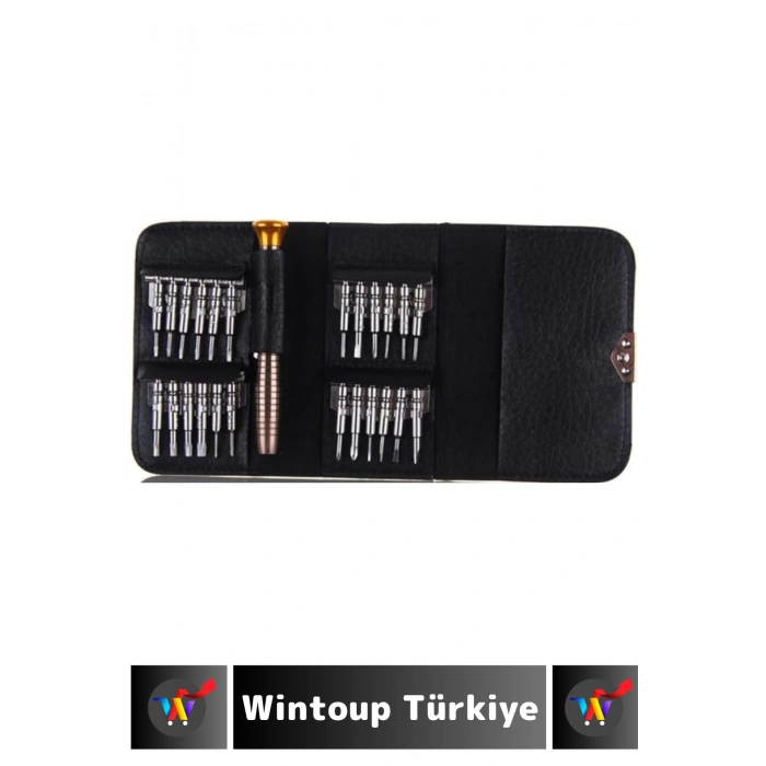 Premium Kompakt Cep Boy 1 Tornavida Kalemi 24 Uç Elektronik Tamirat Cüzdanlı Mini Tornavida Seti