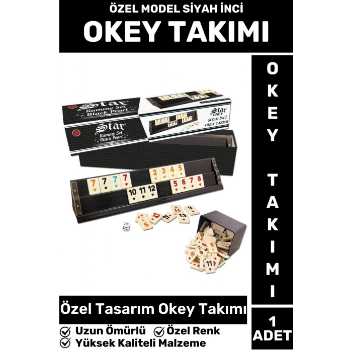 Özel Model Uzun Ömürlü Dayanıklı Aile Ev Arkadaş Kahve Cafe Oyun Takımı SİYAH İNCİ 101 Okey Takımı