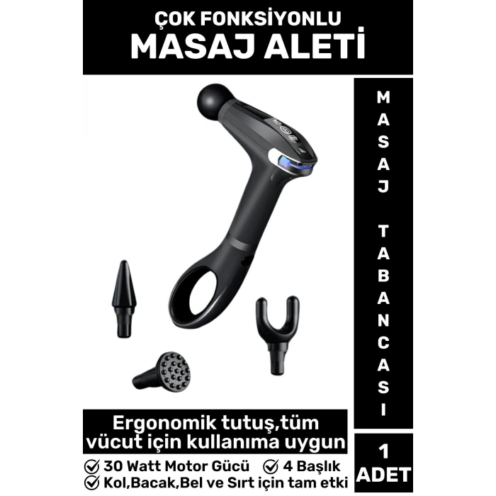 Ergonomik Kol Bacak Sırt Bel 4 Başlıklı 8 Hız Seviyeli Yüksek Titreşim Spor Fitness Kas Masaj Aleti