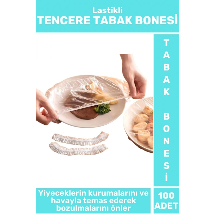 Özel Üretim Yemek Saklama Bozulma Önleyici Tazelik Sağlayan Lastikli Tencere Tabak Bonesi 100 Adet