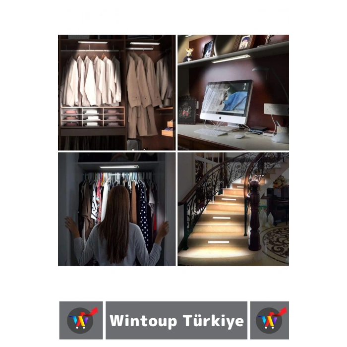 Premium Ev Oda Dolap İçi Çocuk Odası Gece Lambası Şarjlı Mıknatıslı Sensörlü LAMBA 43 Cm