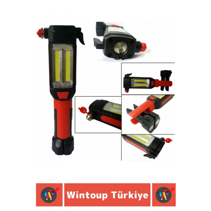 Premium 2 Modlu Mıknatıslı Askılı Cam Kıracağı Kemer Kesici Çok Fonksiyonlu Şarjlı OTO LAMBASI