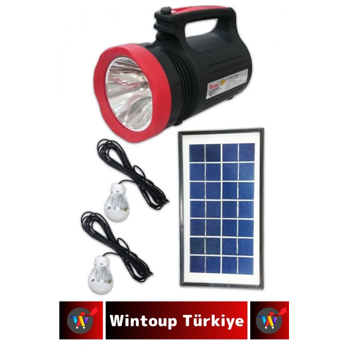 Premium Uzun Ömürlü Kamp Avcı Deprem Solar Güneş Enerjili Şarjlı Beyaz Işık Fener Işıldak