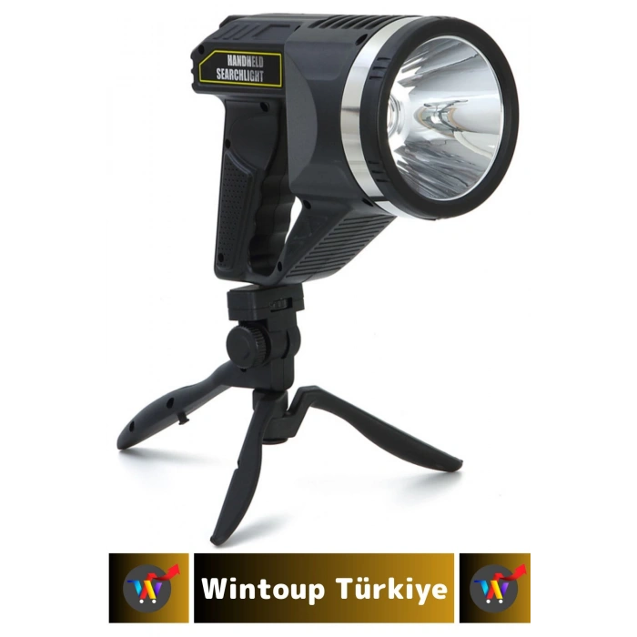 Premium Uzun Ömürlü Kamp Avcı Deprem Uzun Menzilli Şarjlı Beyaz Işık Tripodlu Güvenlik El Feneri