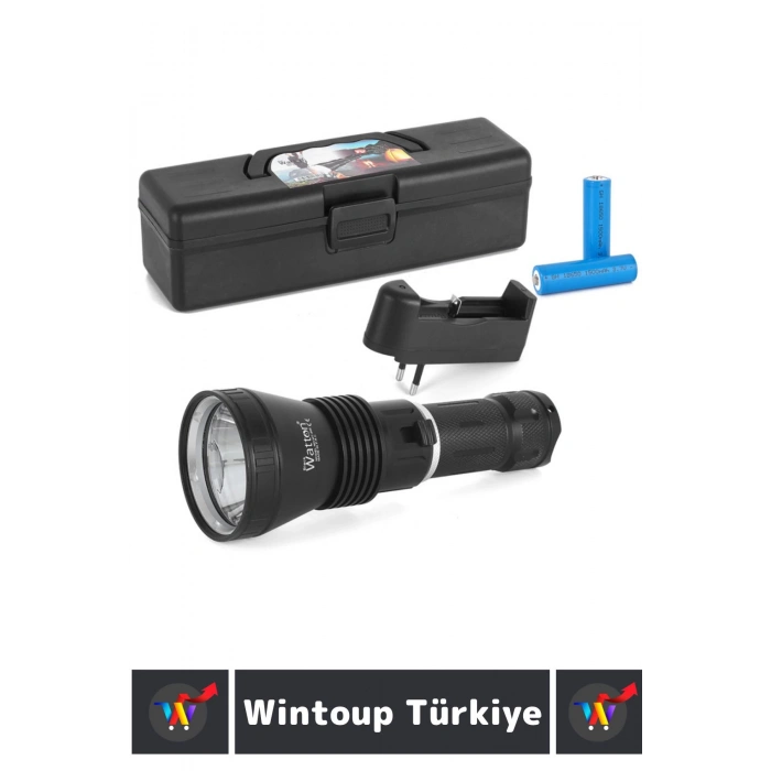 Premium Seri Uzun Ömürlü Kamp Avcı Deprem Uzun Menzilli Şarjlı Beyaz Işık 1200 Lümen El Feneri