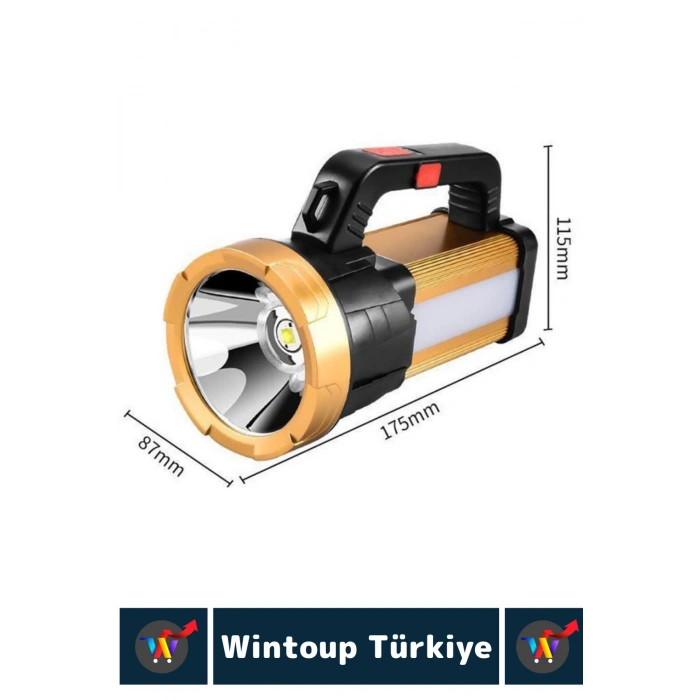 Premium Seri Uzun Ömürlü Kamp Avcı Deprem 6 Modlu Şarjlı Beyaz Işık 1000 Lümen El Feneri