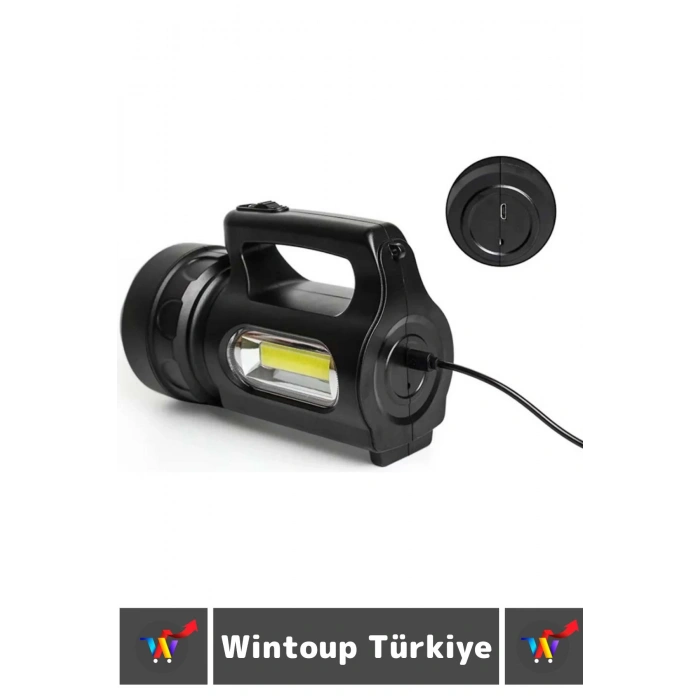 Premium Seri Uzun Ömürlü Kamp Avcı Deprem 3 Aydınlatma Modlu Şarjlı Beyaz Işık 900 Lümen El Feneri