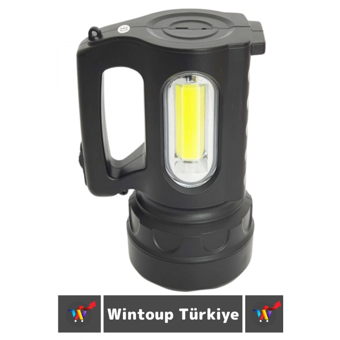 Premium Seri Uzun Ömürlü Kamp Avcı Deprem 3 Aydınlatma Modlu Şarjlı Beyaz Işık 900 Lümen El Feneri