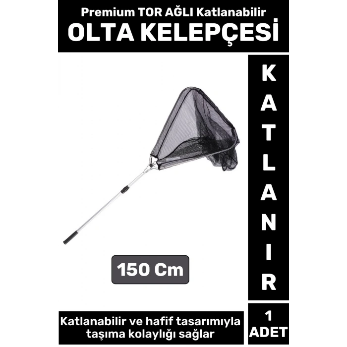 Premium Profesyonel Hobi Kıyı Av Balıkçı TOR AĞLI Katlanabilir OLTA KELEPÇESİ 150 Cm