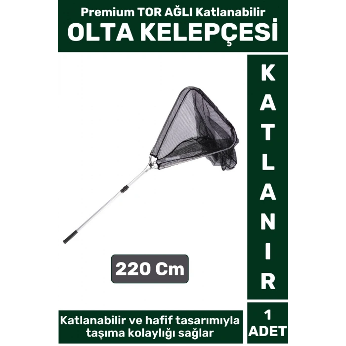 Premium Profesyonel Hobi Kıyı Av Balıkçı TOR AĞLI Katlanabilir OLTA KELEPÇESİ 220 Cm