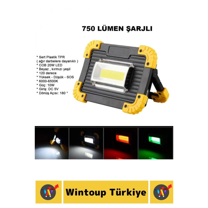 Premium Kamp Avcı Deprem 3 Renk Işıklı Güçlü Beyaz Işık 750 Lümen Güvenlik El Feneri Şarjlı Işıldak