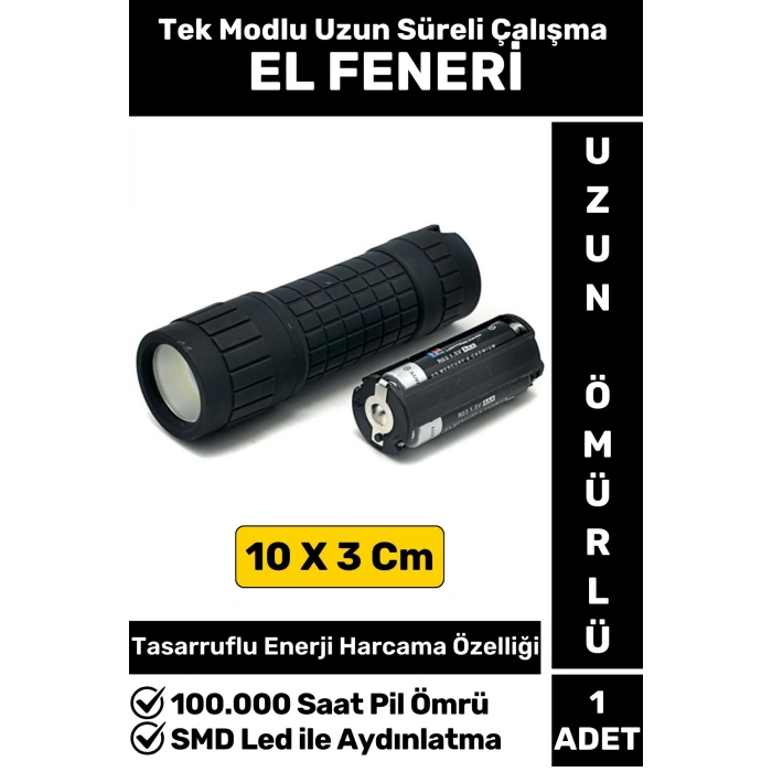Premium Kamp Avcı Balıkçı Deprem Enerji Tasarruflu Beyaz Işık Pilli Sert Plastik Güvenlik EL FENERİ