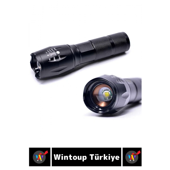 Kompakt Kamp Avcı Balıkçı Deprem Enerji Tasarruflu 4 Modlu Zoomlu Güçlü Beyaz Işık Şarjlı EL FENERİ