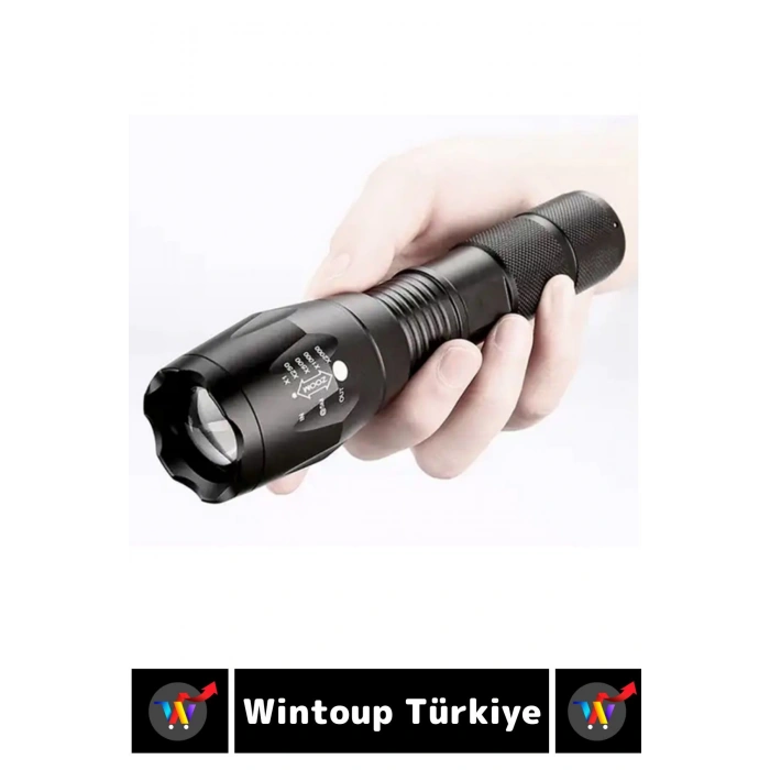 Kompakt Kamp Avcı Balıkçı Deprem Enerji Tasarruflu 4 Modlu Zoomlu Güçlü Beyaz Işık Şarjlı EL FENERİ