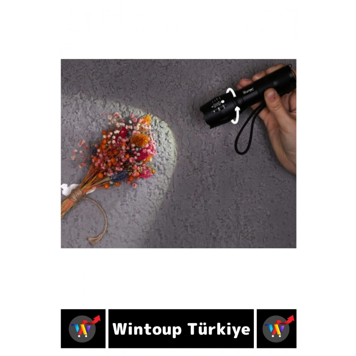 Kompakt Kamp Avcı Balıkçı Deprem Enerji Tasarruflu 4 Modlu Zoomlu Güçlü Beyaz Işık Şarjlı EL FENERİ