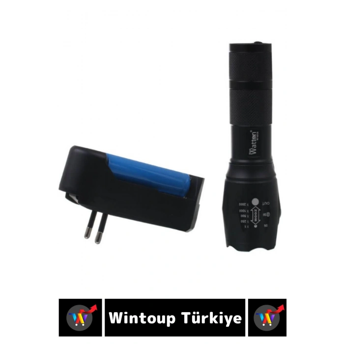 Kompakt Kamp Avcı Balıkçı Deprem Enerji Tasarruflu 4 Modlu Zoomlu Güçlü Beyaz Işık Şarjlı EL FENERİ