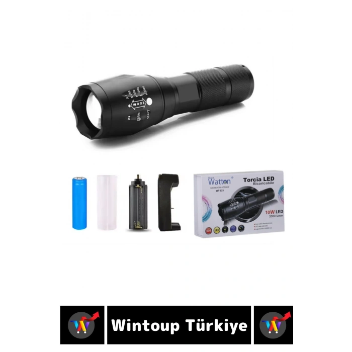 Kompakt Kamp Avcı Balıkçı Deprem Enerji Tasarruflu 4 Modlu Zoomlu Güçlü Beyaz Işık Şarjlı EL FENERİ