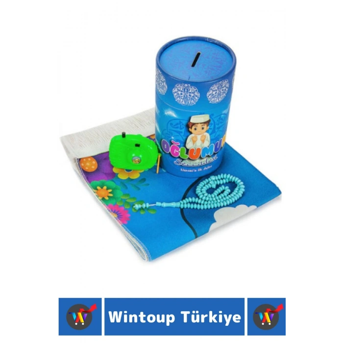 Çocuk İbadet Eğitici 3 Parça Seccade Tesbih Kumbara Tasarım Namaza İlk Adım OĞLUMUN SECCADESİ