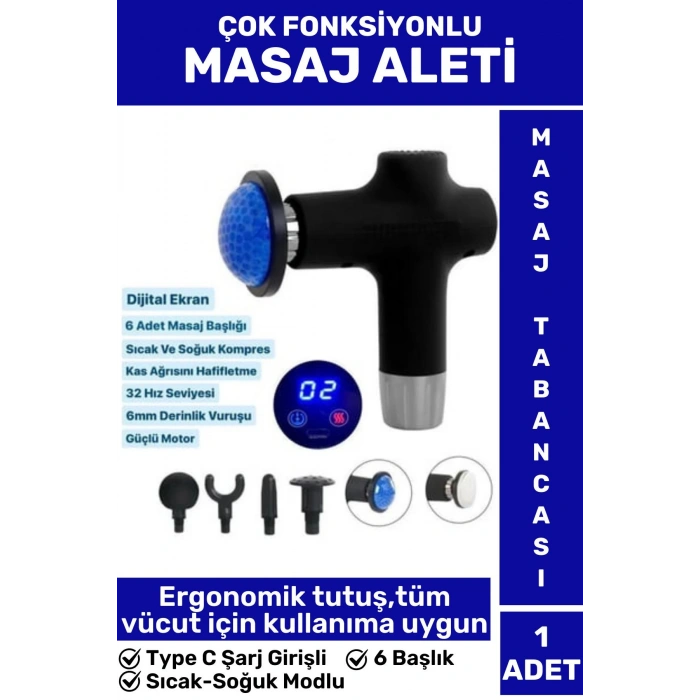 Ergonomik Kol Bacak Sırt Bel 6 Başlıklı Sıcak Soğuk Mod Yüksek Titreşim Spor Fitness Kas Masaj Aleti