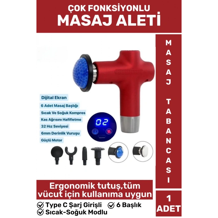 Ergonomik Kol Bacak Sırt Bel 6 Başlıklı Sıcak Soğuk Mod Yüksek Titreşim Spor Fitness Kas Masaj Aleti
