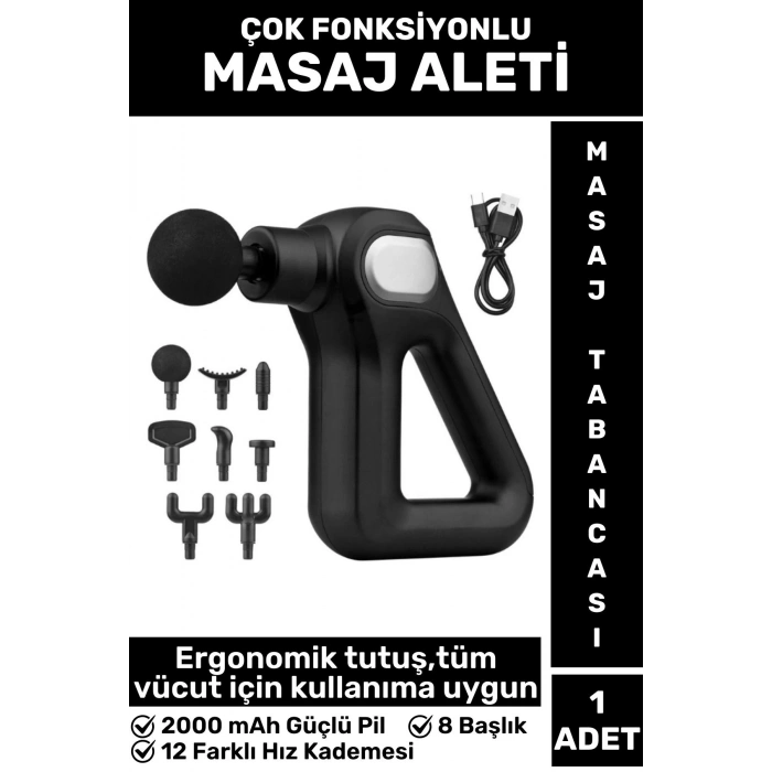 Ergonomik Kol Bacak Sırt Bel 8 Başlıklı 12 Hız Seviyeli Yüksek Titreşim Spor Fitness Kas Masaj Aleti