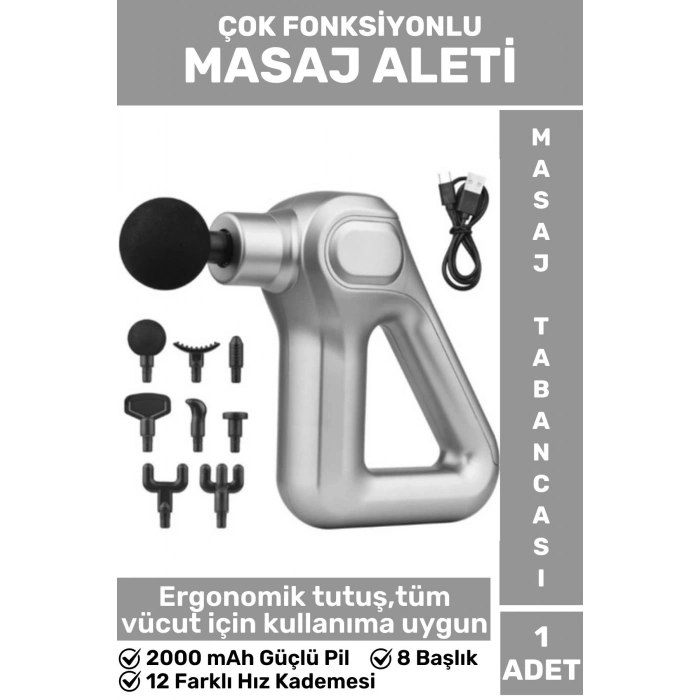 Ergonomik Kol Bacak Sırt Bel 8 Başlıklı 12 Hız Seviyeli Yüksek Titreşim Spor Fitness Kas Masaj Aleti