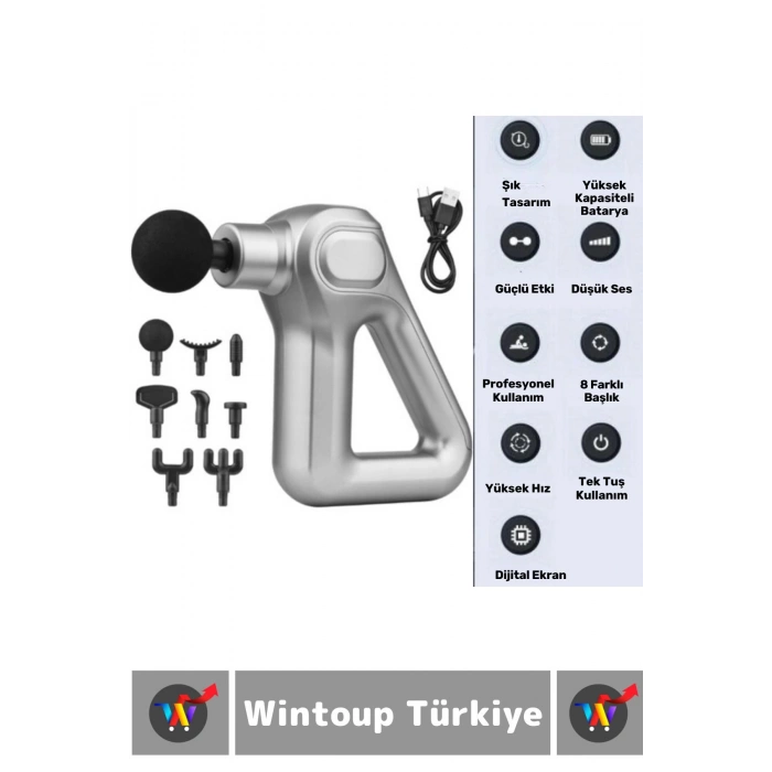 Ergonomik Kol Bacak Sırt Bel 8 Başlıklı 12 Hız Seviyeli Yüksek Titreşim Spor Fitness Kas Masaj Aleti