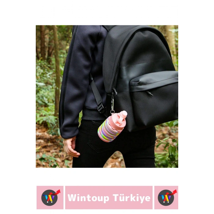 Premium Portatif BPA Free Şık Kamp Spor Seyahat Silikon Katlanabilir SULUK 500 ML