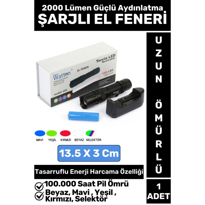 Premium Kamp Avcı Balıkçı Deprem Enerji Tasarruflu 4 Renk Işıklı Sert Plastik Güvenlik EL FENERİ