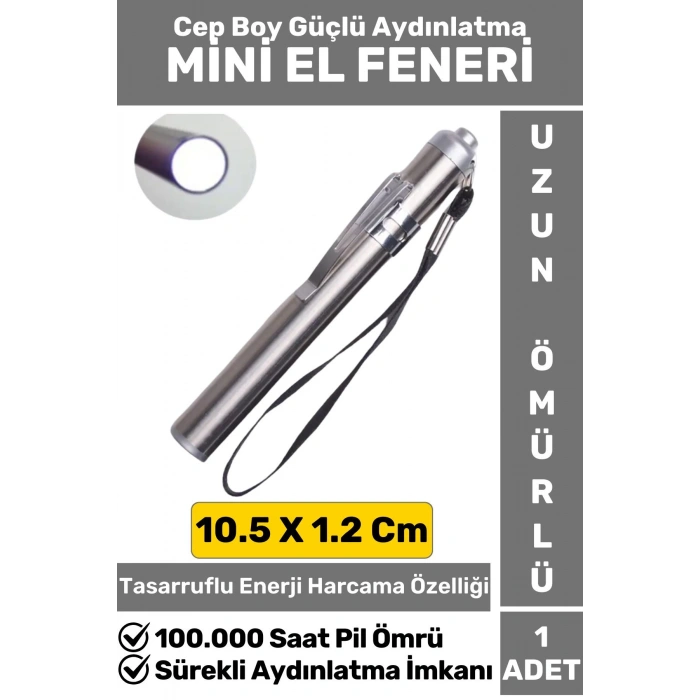 Kompakt Kamp Avcı Balıkçı Deprem Enerji Tasarruflu Beyaz Işık Pilli Sert Plastik Mini EL FENERİ