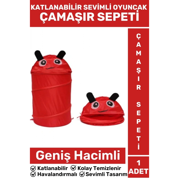 Premium Hafif Kompakt Geniş Hacimli Katlanabilir İlgi Çekici Çocuk Sevimli Oyuncak Çamaşır Sepeti