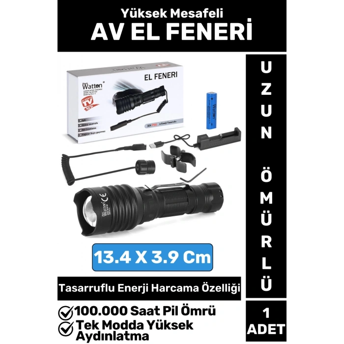Profesyonel Kamp Avcı Güvenlik Deprem Yüksek Mesafeli Güçlü Işık Tüfek EL FENERİ