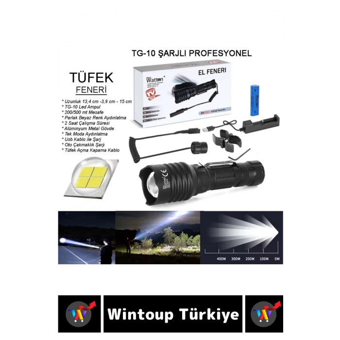 Profesyonel Kamp Avcı Güvenlik Deprem Yüksek Mesafeli Güçlü Işık Tüfek EL FENERİ