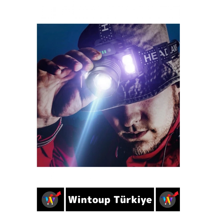 Profesyonel Kamp Avcı Balıkçı Deprem Yüksek Mesafeli 6000 Lümen Güçlü Işık Sensörlü KAFA LAMBASI