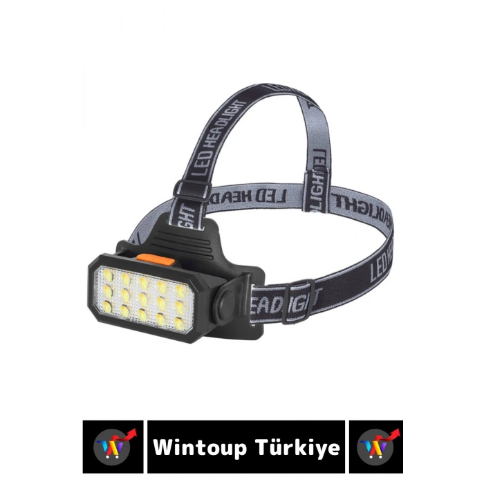 Profesyonel Kamp Avcı Balıkçı Deprem Güçlü Işık 6 Mod Aydınlatma Şarjlı 15 LEDli KAFA LAMBASI