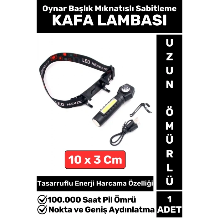 Profesyonel Kamp Avcı Balıkçı Deprem Güçlü Işık Mıknatıslı Sabitleme Şarjlı 215 Lümen KAFA LAMBASI