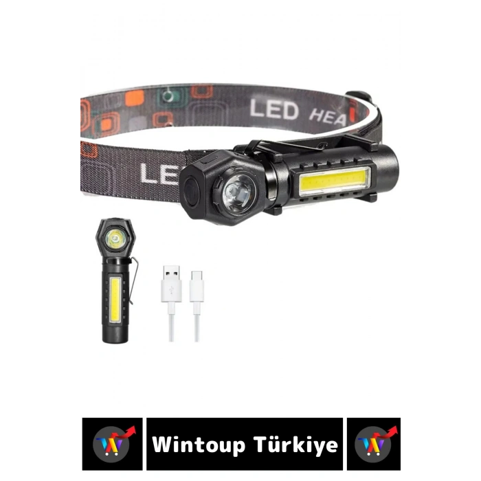 Profesyonel Kamp Avcı Balıkçı Deprem Güçlü Işık Mıknatıslı Sabitleme Şarjlı 215 Lümen KAFA LAMBASI