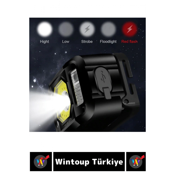 Profesyonel Kamp Avcı Balıkçı Deprem Güçlü Işık Sinyal LED Şarjlı Powerled KAFA LAMBASI